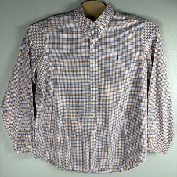 Ralph Lauren Other - Ralph Lauren‎ Men's XL Blue Orange Gingham Check Button Down Long Sleeve Shirt